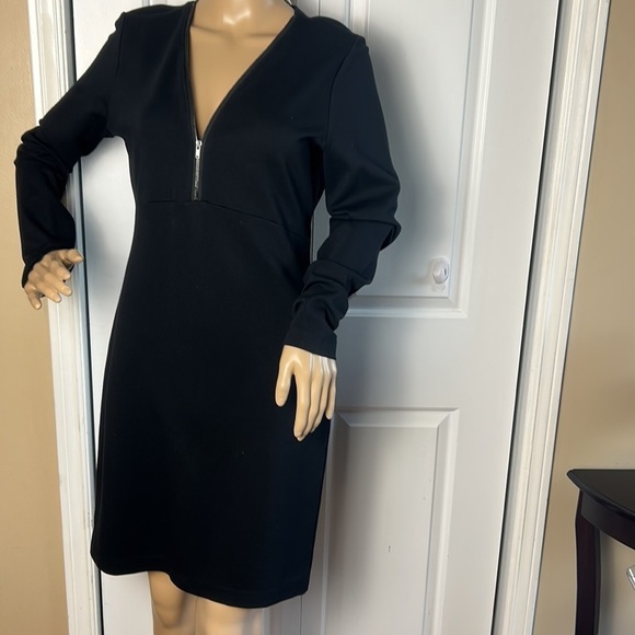 LOLE dress Size SM Black midi quarter front zip empire waist ,cotton lyocell - Picture 5 of 12